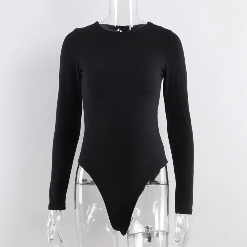 Chic Y2K Long Sleeve Cotton Bodysuit – Sleek & Stylish Streetwear Essential